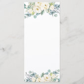 Boho Chic White Floral Eucalyptus Wedding Menu Programm (Rückseite)