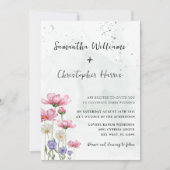 Boho Chic Wild Blume Watercolor Wedding Einladung (Vorderseite)