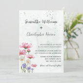 Boho Chic Wild Blume Watercolor Wedding Einladung (Stehend Vorderseite)