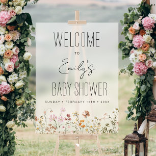 Boho Chic Wildblume Baby Dusche Begrüßungszeichen Acrylschild