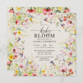 Boho Chic Wildblume Babydusche | Baby in Bloom Einladung (Vorne/Hinten)