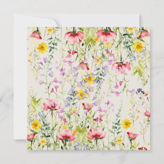 Boho Chic Wildblume Babydusche | Baby in Bloom Einladung (Rückseite)