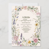 Boho Chic Wildblume Babydusche Einladung (Vorderseite)