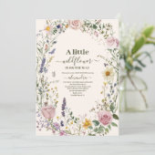 Boho Chic Wildblume Babydusche Einladung (Stehend Vorderseite)