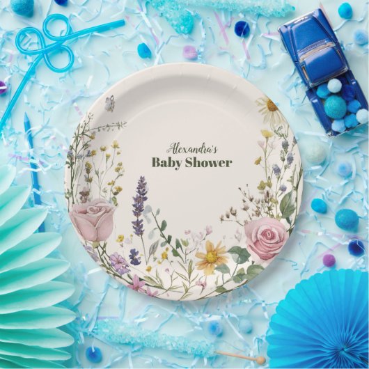 Boho Chic Wildblume Babydusche Pappteller (Party)
