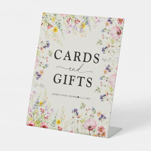 Boho Chic Wildblume Babyduschzeichen Sockelschild (Vorderseite)