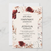 Boho Chic Wildblume Beige Wedding Einladung (Vorderseite)