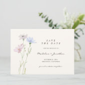 Boho Chic Wildblume Beige Wedding Save The Date (Stehend Vorderseite)
