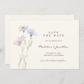 Boho Chic Wildblume Beige Wedding Save The Date (Vorne/Hinten)