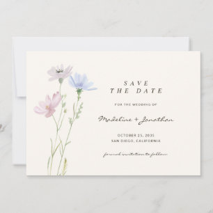 Boho Chic Wildblume Beige Wedding Save The Date