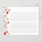 Boho Chic Wildblume Brautparty Rezept Karte (Rückseite)