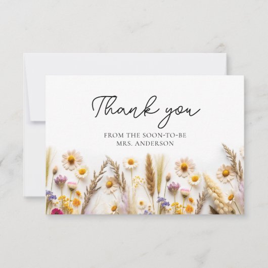 Boho Chic Wildblume Brautparty Vielen Dank Karte (Vorderseite)