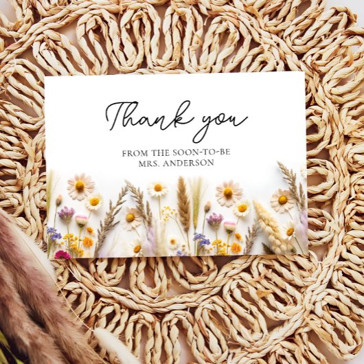 Boho Chic Wildblume Brautparty Vielen Dank Karte