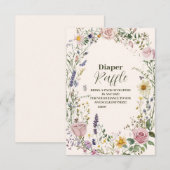 Boho Chic Wildblume Diapper Raffle Begleitkarte (Vorne/Hinten)