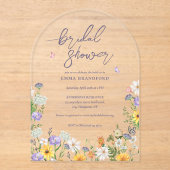 Boho Chic Wildblume Elegantes Brautparty Acryleinladungen (Vorderseite)