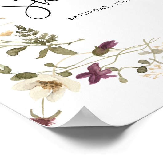 Boho Chic Wildblume Floral Brautparty Willkommen Poster (Ecke)