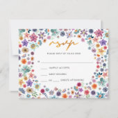 Boho Chic Wildblume Garden Hochzeit RSVP Karte (Vorderseite)