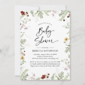 Boho Chic Wildblume Greenery Baby Shower Einladung (Vorderseite)