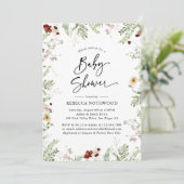 Boho Chic Wildblume Greenery Baby Shower Einladung (Stehend Vorderseite)