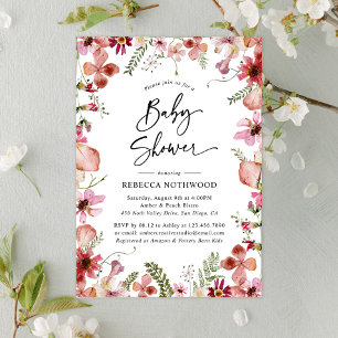 Boho Chic Wildblume Greenery Baby Shower Einladung
