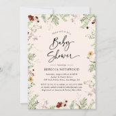 Boho Chic Wildblume in Blush Pink Babydusche Einladung (Vorderseite)