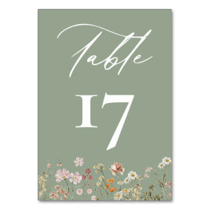 Boho Chic Wildblume Moderne Hochzeit Tischnummer