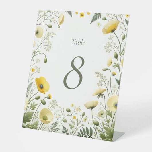 Boho Chic Wildblume Tischnummer Signic Sockelschild (Vorderseite)