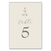 Boho Chic Wildblume Wedding Tischnummer (Vorderseite)