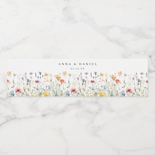Boho Chic Wildblume Wedding Wasserflaschenetikett (Einzelnes Label)