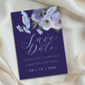 Boho Chic Wildblumen Blumen Navy Blau Hochzeit Save The Date