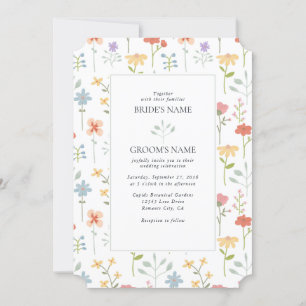 Boho Chic Wildblumen Moderne Blumenhochzeit Einladung