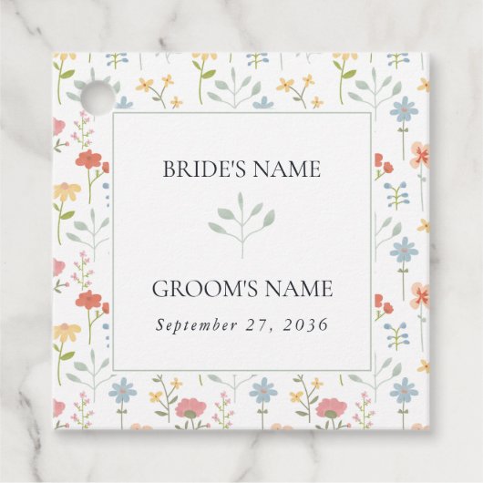 Boho Chic Wildblumen Moderne Blumenhochzeit Geschenkanhänger (Vorderseite)