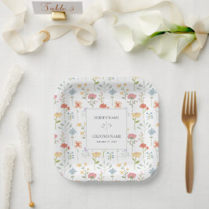 Boho Chic Wildblumen Moderne Blumenhochzeit Pappteller
