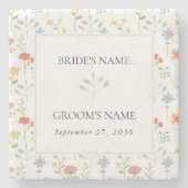 Boho Chic Wildblumen Moderne Blumenhochzeit Steinuntersetzer (Vorderseite)