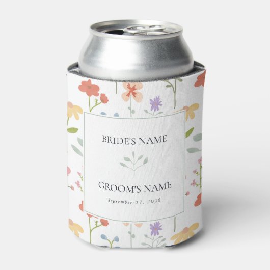 Boho Chic Wildblumen Moderne Gastgeschenk Hochzeit Dosenkühler (Kanne Vorderseite)