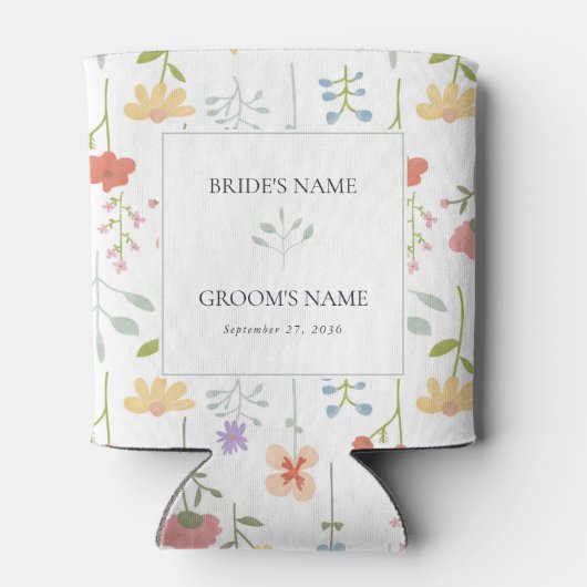 Boho Chic Wildblumen Moderne Gastgeschenk Hochzeit Dosenkühler (Rückseite)