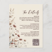 Boho Chic Wildblumen QR Code Hochzeitdetails Begleitkarte (Vorderseite)