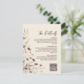 Boho Chic Wildblumen QR Code Hochzeitdetails Begleitkarte (Stehend Vorderseite)