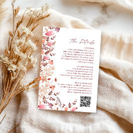 Boho Chic Wildblumen QR Code Hochzeitdetails Begleitkarte