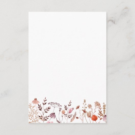 Boho Chic Wildblumen QR Code Hochzeitdetails Begleitkarte (Rückseite)