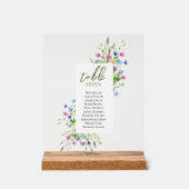 Boho chic Wildblumen Script Hochzeitssitze Acrylschild (Vorderseite)