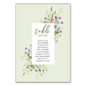 Boho chic Wildblumen Script Hochzeitssitze Tischnummer (Vorderseite)