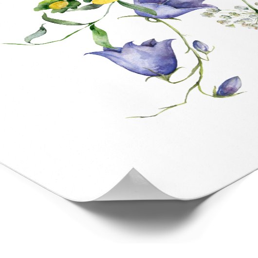 Boho Chic Wildblumen Taufe Willkommen Poster (Ecke)