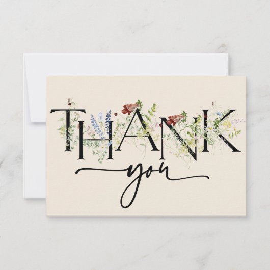 Boho Chic Wildblumen Vielen Dank Karten (Vorderseite)