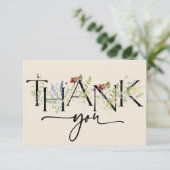 Boho Chic Wildblumen Vielen Dank Karten (Stehend Vorderseite)