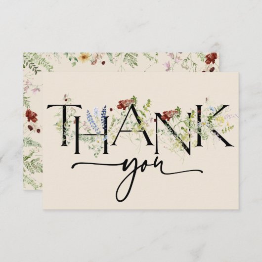 Boho Chic Wildblumen Vielen Dank Karten (Vorne/Hinten)