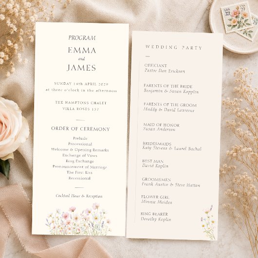 Boho-chic-wilde-Blumen-Hochzeitsprogramm Programm