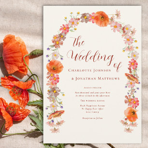 Boho-Chic-Wildflower-Herbsthochzeit Einladung