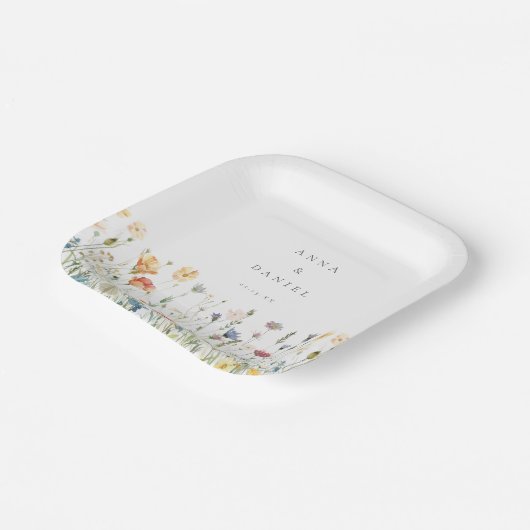 Boho-Chic-Wildflower-Hochzeit Pappteller (Gewinkelt)