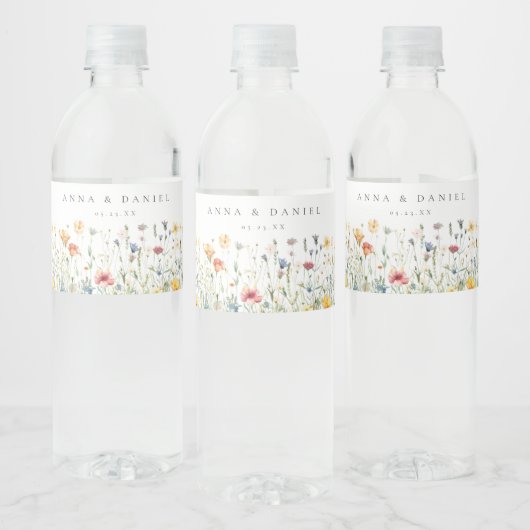 Boho-Chic-Wildflower-Hochzeit Wasserflaschenetikett (Flaschen)